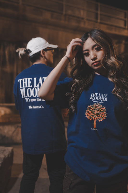 OVERSIZED "Late Bloomer" T-Shirt (Navy Blue)